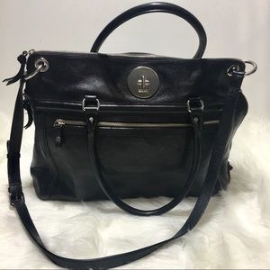 DKNY Large Black Leather Satchel EUC